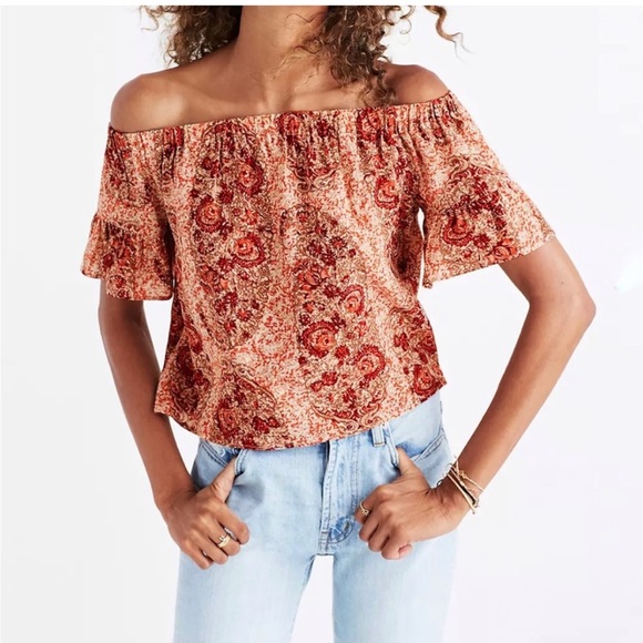 Madewell Tops - Madewell Silk Off-the-Shoulder Crop L